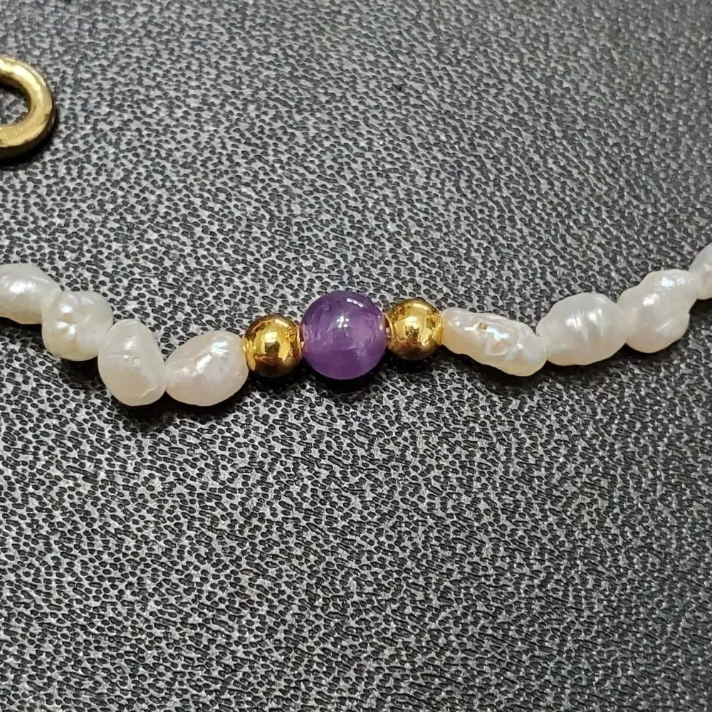 *Sale* Child's seed pearl and amethyst bracelet 7
